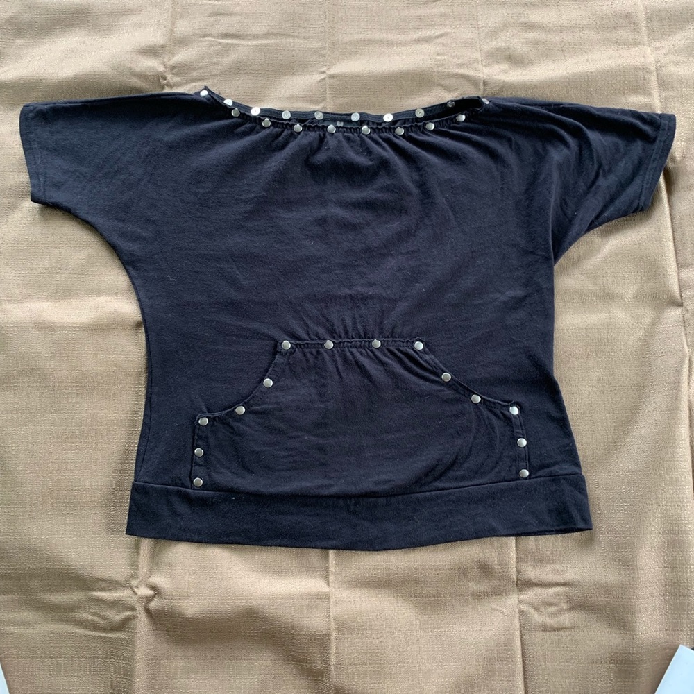 Black studded sweat shirt T-shirt